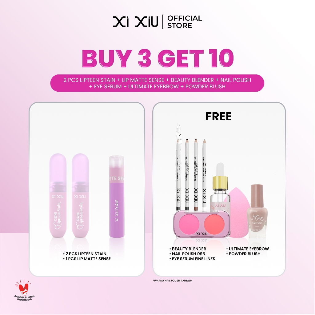 [BUNDLE HEMAT] [B3G10] Xi XiU DIVINE Lipteen Stain (2Pcs) + Divine Lip Matte Sense Free Eye Serum Fi