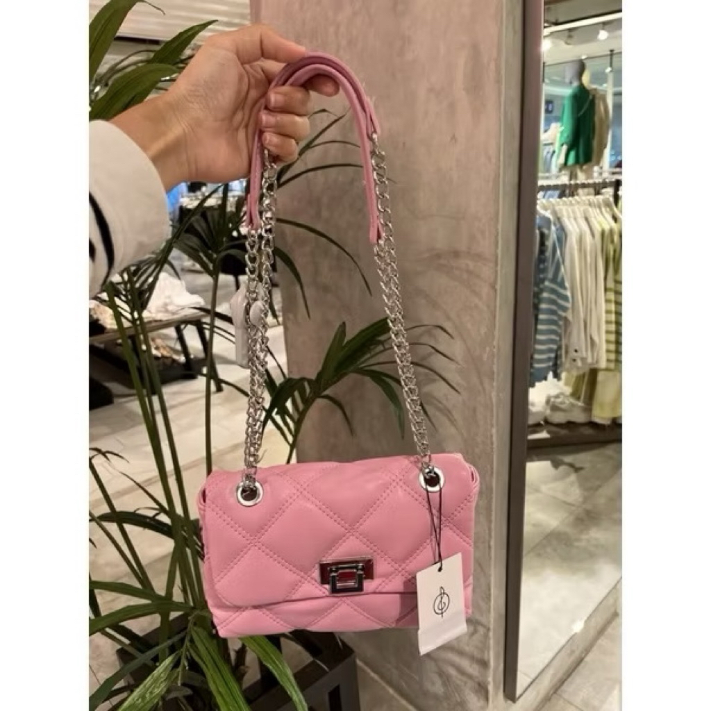 Stradivarius Quilted Pink Sling/Shoulder Bag