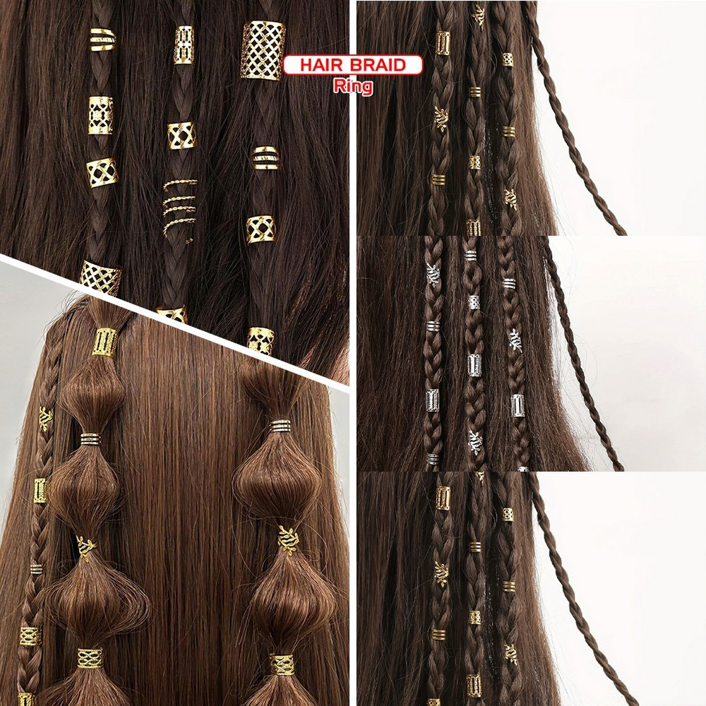 Cincin Klip Manik Adjustable Dekorasi DIY Rambut Kepang Hair Braid Cuff / Ring Hijab Cincin Clip / R