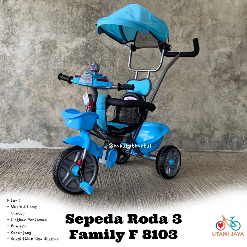 Sepeda Anak roda 3 Tiga Family F8103 Canopi | Sepeda Roda 3 Tiga Famili F 8103 Canopi