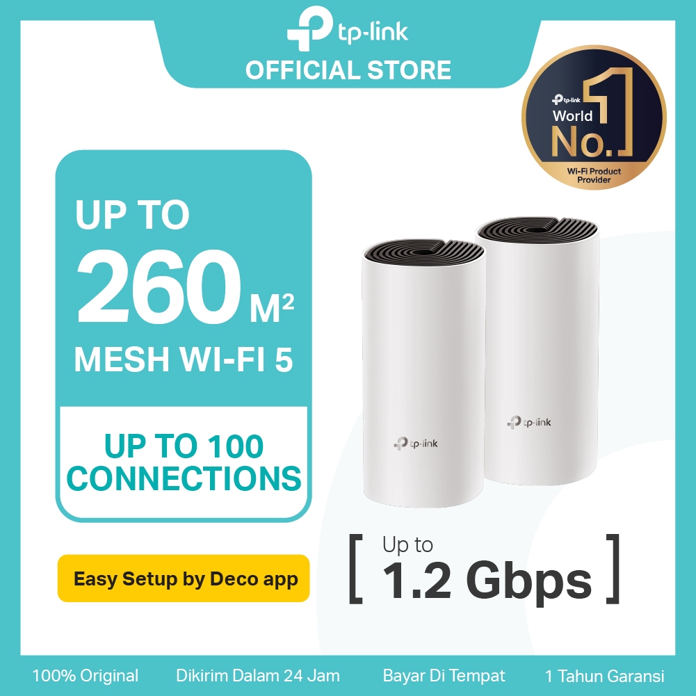 TP-Link Deco M4 | 2 Pack |  AC1200 Mesh WiFi System | WiFi 5 1200Mbps | Dual Band Router | Gigabit