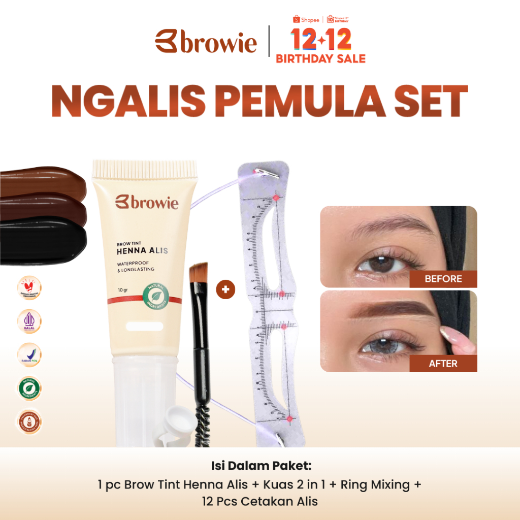 [BPOM & HALAL] browie Brow Tint Henna Alis + Cetakan Alis Tali | eyebrow waterproof gel