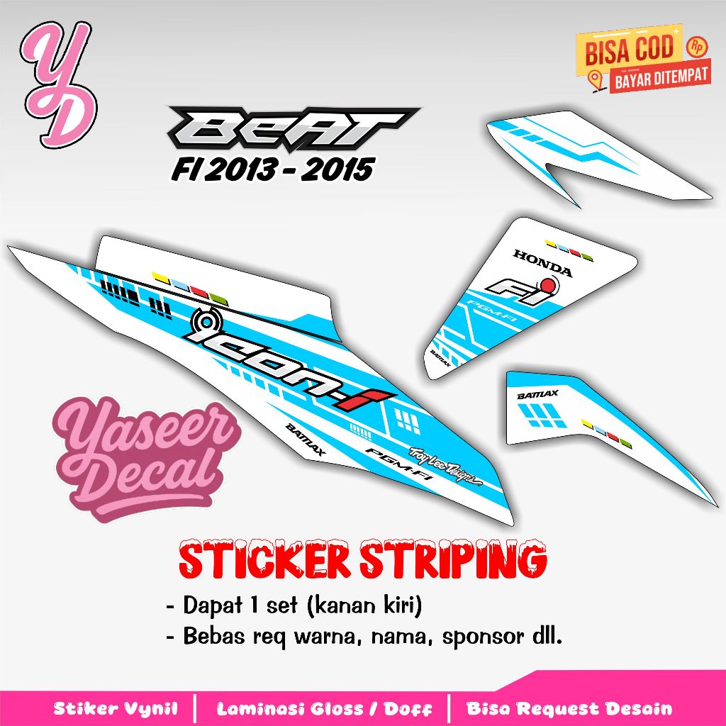 Striping Beat Fi Lama - Stiker Sticker Striping Variasi Lis Honda Beat Fi Lama - Striping Hologram B