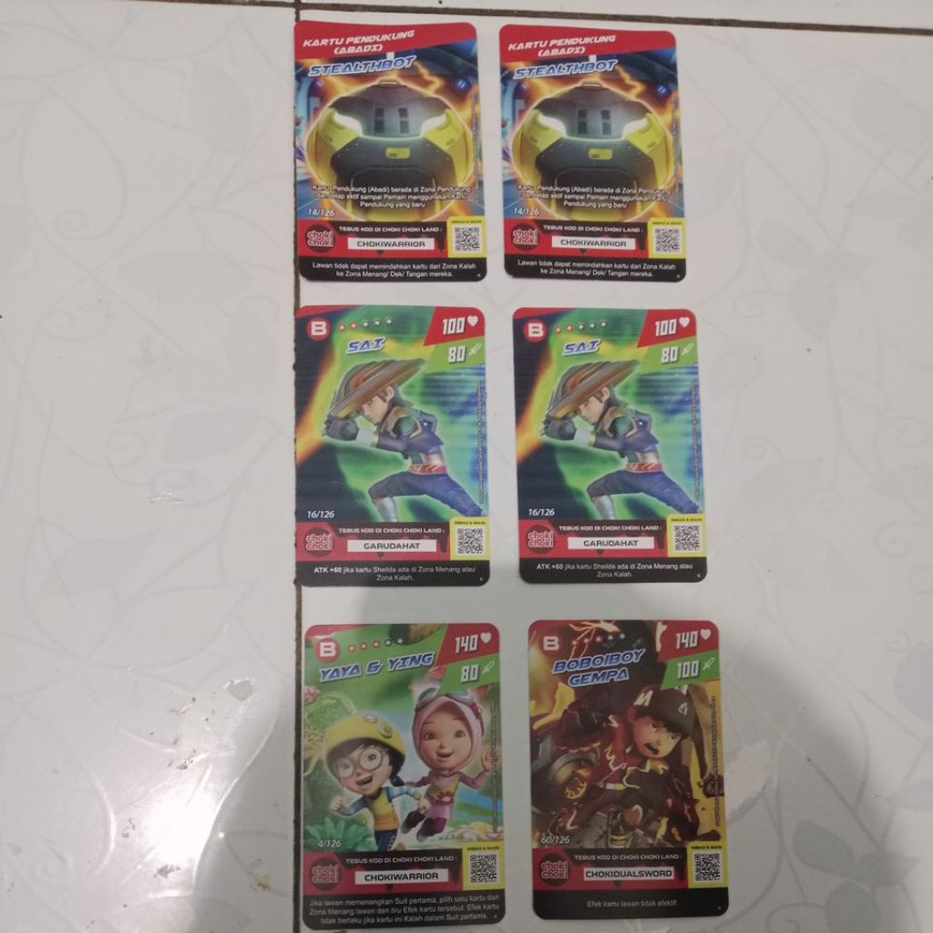 Kartu BoBoiBoy Choki-choki Season 2 | Stealthbot, Sai, Yaya&Ying, BoBoiBoy Gempa