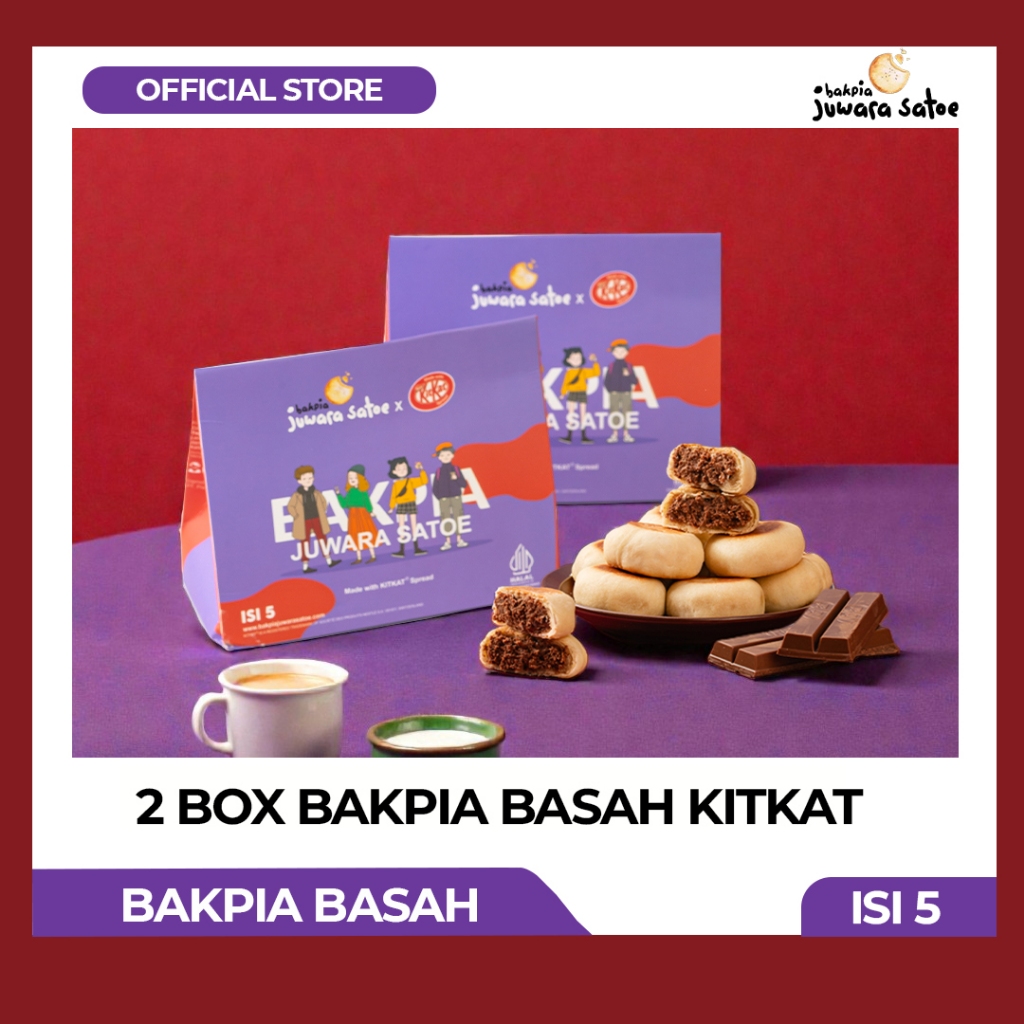 BAKPIA JUWARA SATOE [ 2 BOX ] Paket Bakpia Basah Kitkat Isi 5 - Oleh Oleh Khas Jogja