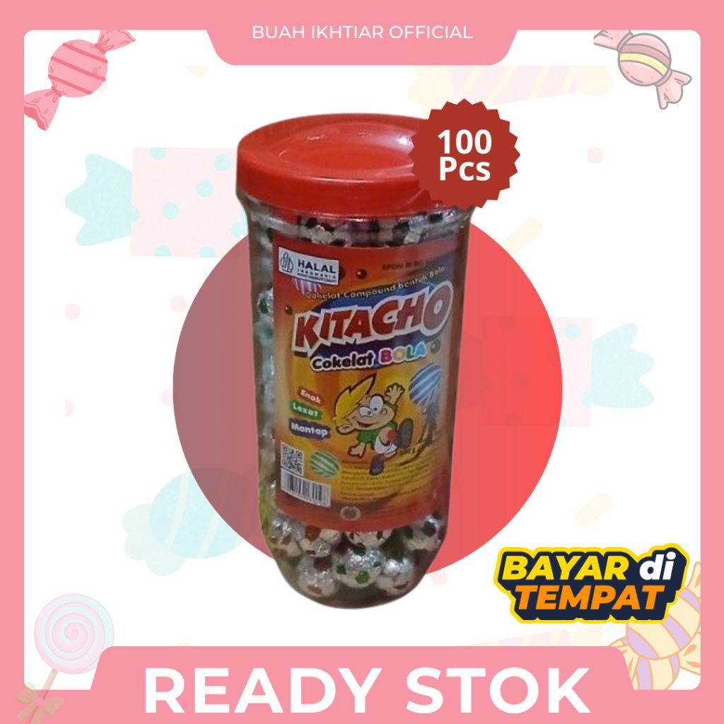Coklat Bola Kitacho Toples Isi 100 Pcs - Permen Jadul Nostalgia Coklat Bola Emas (Grosir Murah)