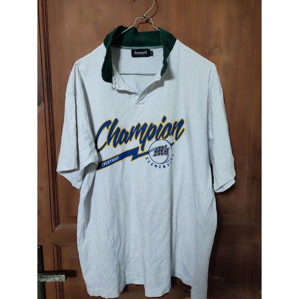 Kaos Kerah Putih Champion size XL bahan Tebal