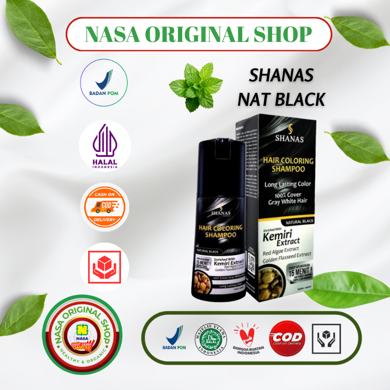 SHANAS Hair Coloring Shampoo (Natural Black / Nat Black) | PENGHILANG UBAN / Shampoo Penghilang Uban