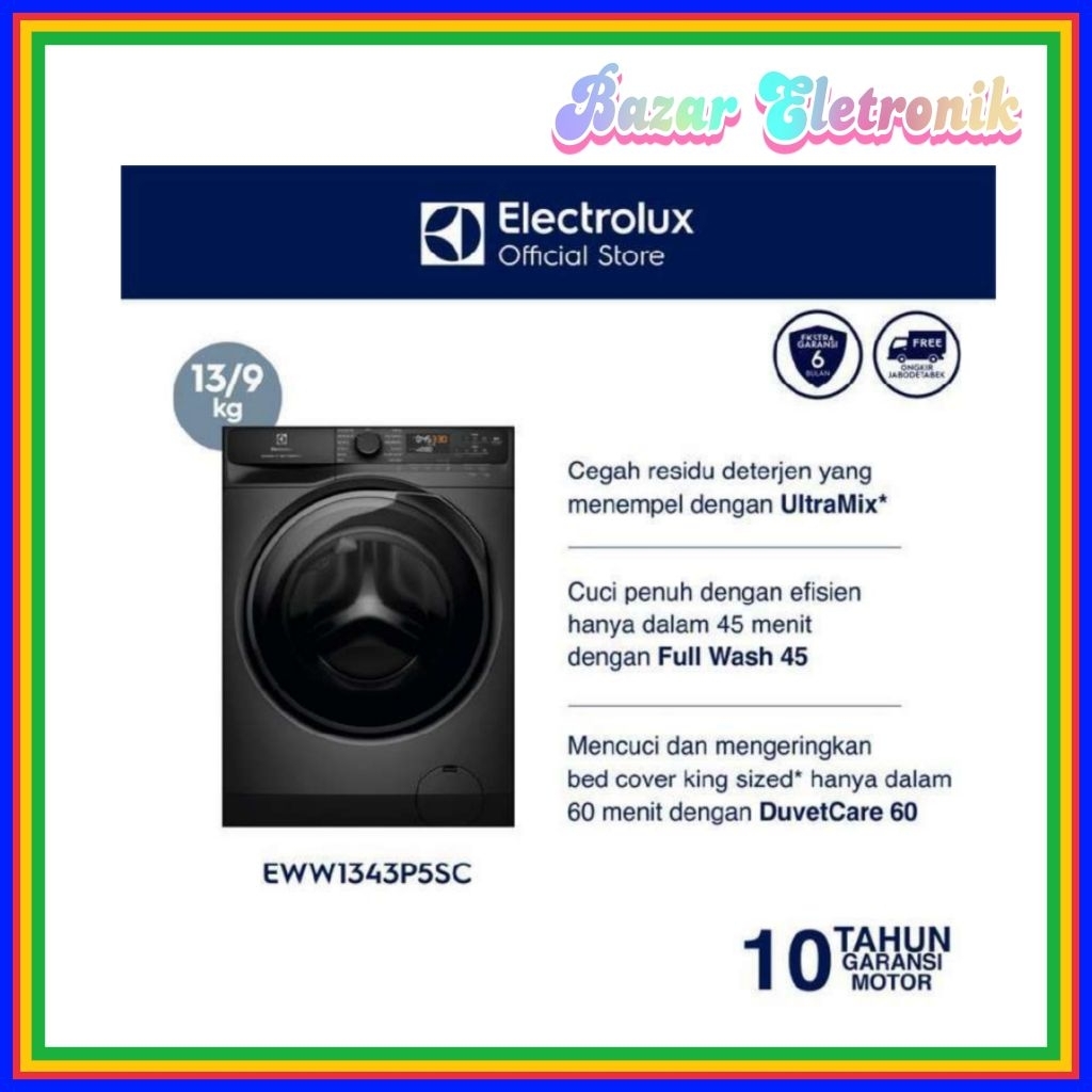 MESIN CUCI ELECTROLUX EWW 1343 P5SC / ELECTROLUX 1343 FRONT LOADING 13KG DRYER 9KG / MESIN CUCI ELEC