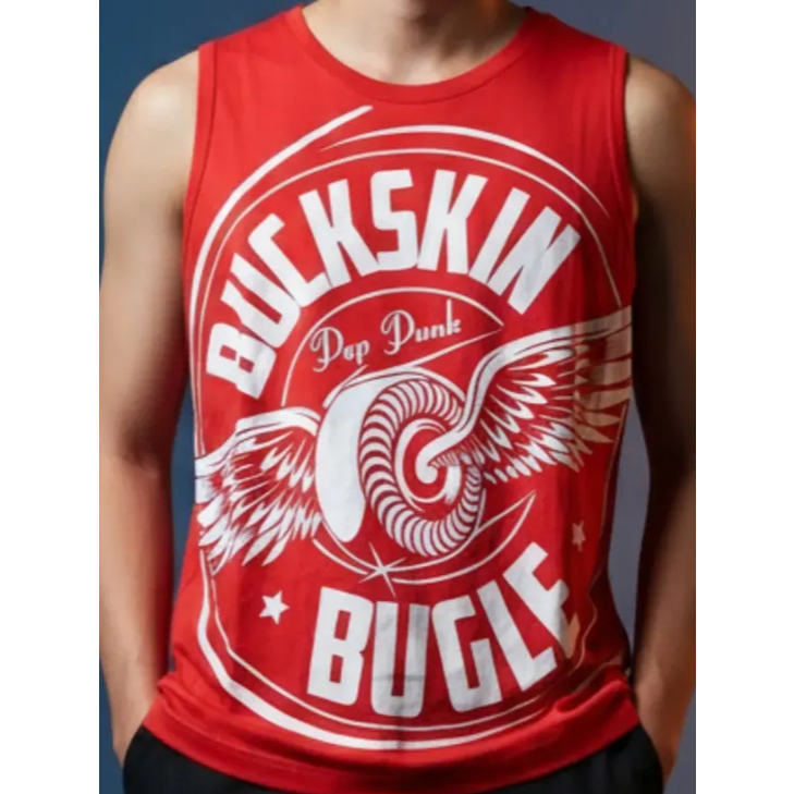TANK TESS LEKBONG TANKTOP BUCKSKIN BUGLE - BSB WING LOGO RED