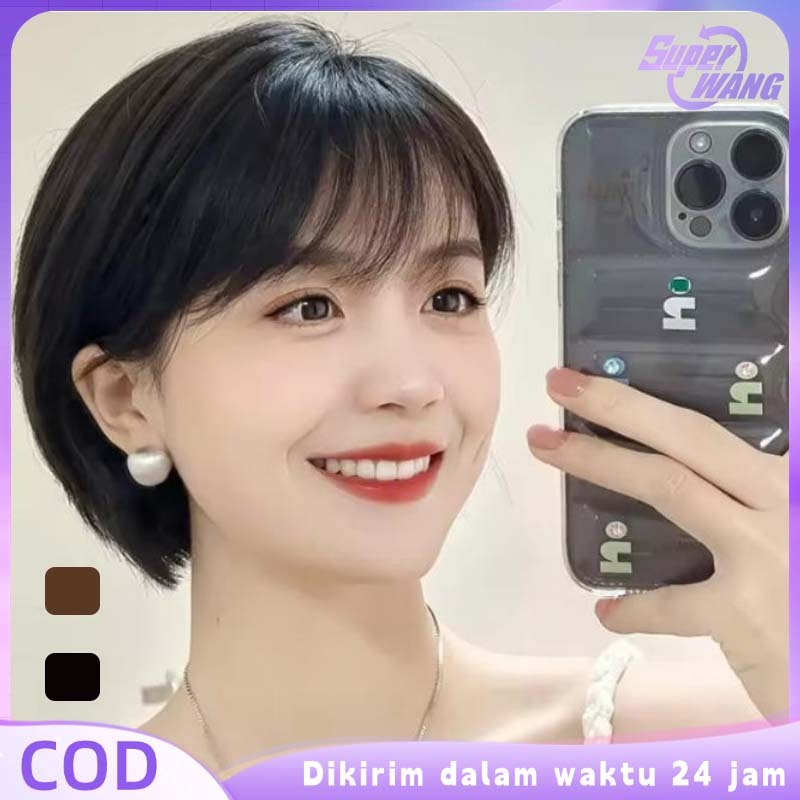 Wig Rambut Pendek Full Kepala Wig Rambut Pendek Wanita Wig Perempuan Rambut Pendek Korean Wig Pendek