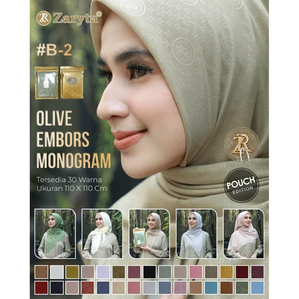 Paket Usaha Hijab Zaryta Embos Jilbab Zaryta Monogram Hijab Segiempat Polos Zaryta