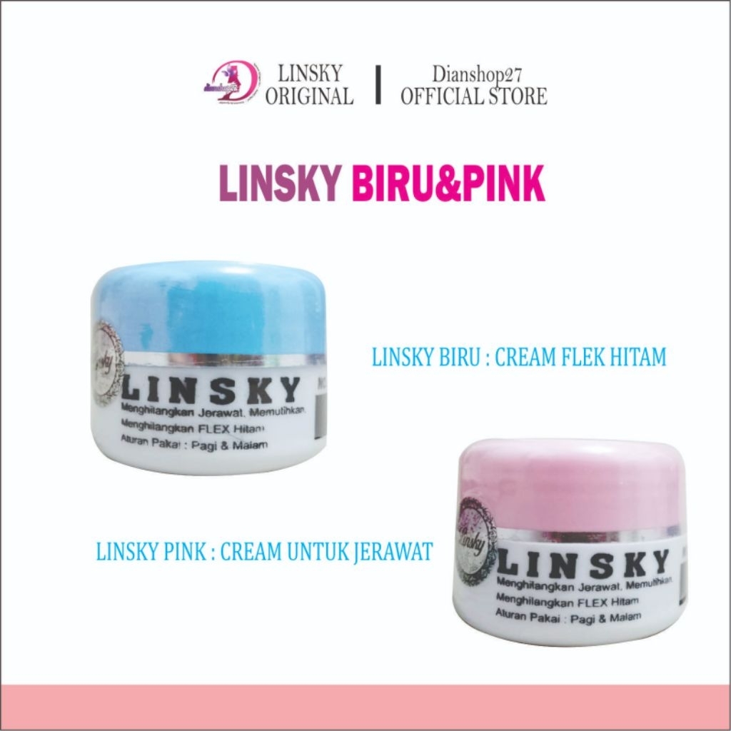 LINSKY ORIGINAL - pemutih wajah penghilang jerawat flek hitam membandel / cream linsky biru / cream 