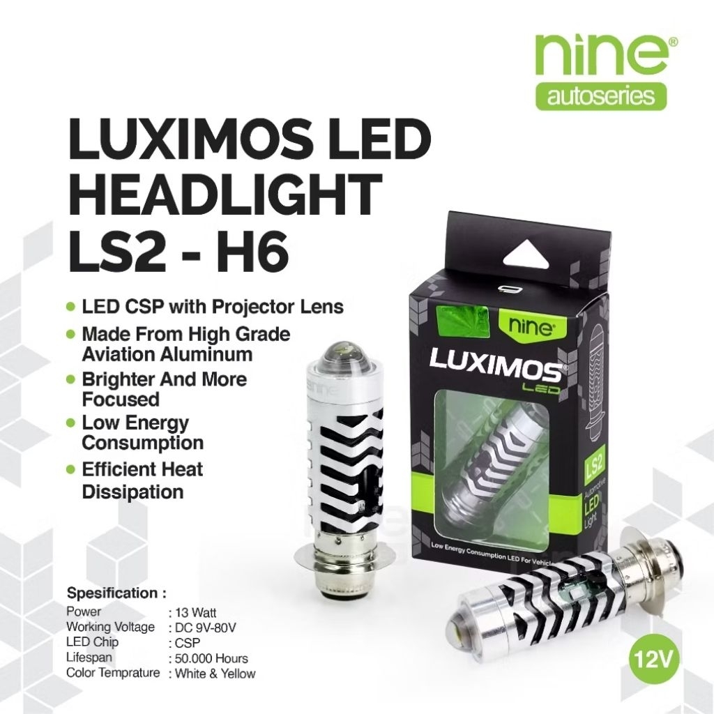LUXIMOS lampu depan motor LED H6 mini laser putih kuning beat Mio Supra vario LS2
