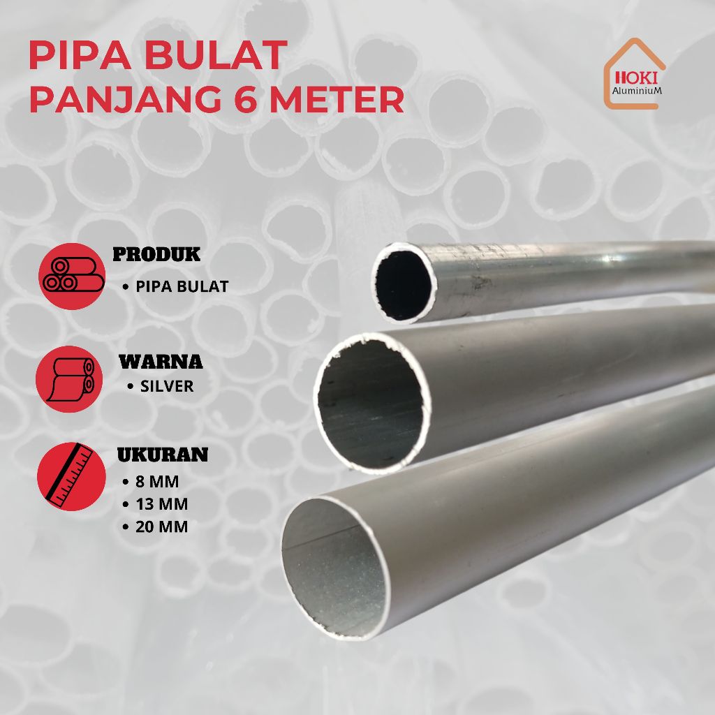 PIPA BULAT ALUMINIUM 8/13/20 MM (GRATIS ONGKOS POTONG)