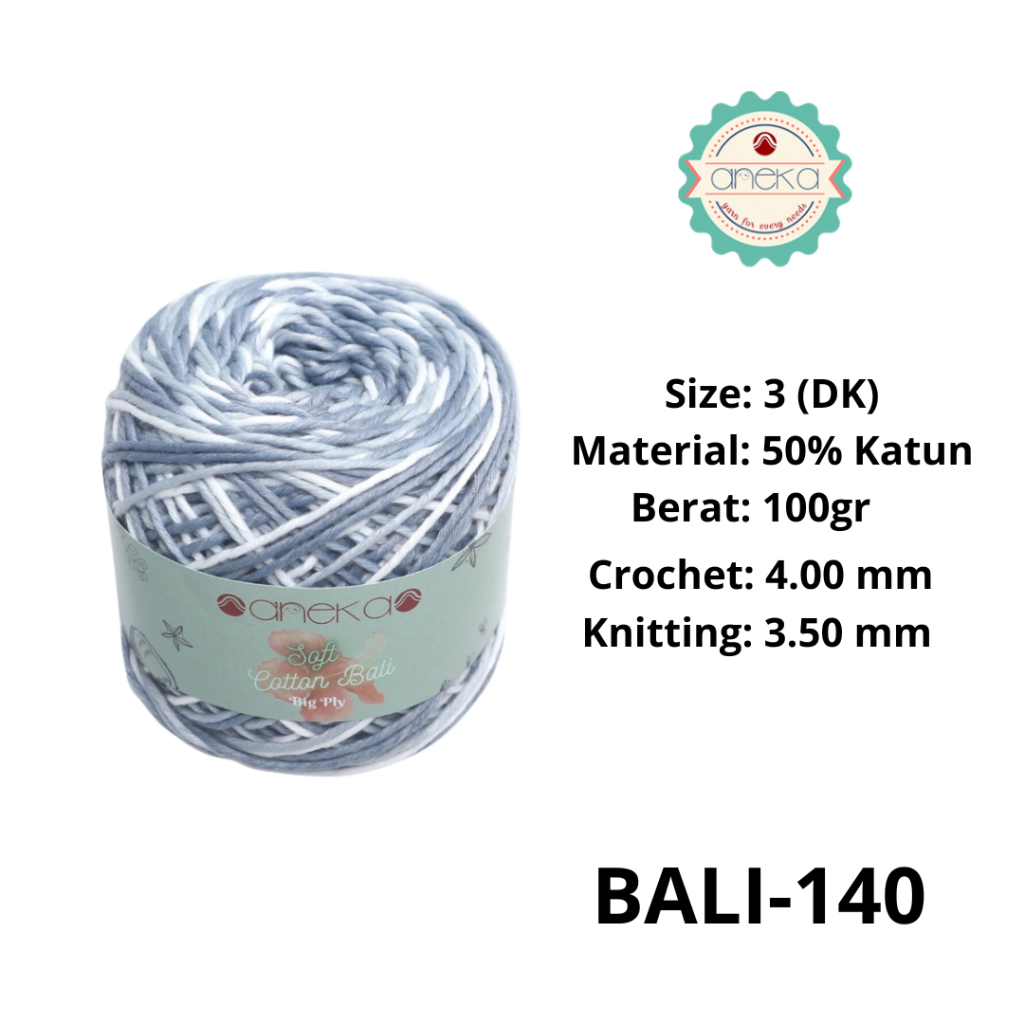ANEKA - Benang Rajut Katun Bali ANEKA / Soft Cotton Big Ply made by ANEKABENANG - 140