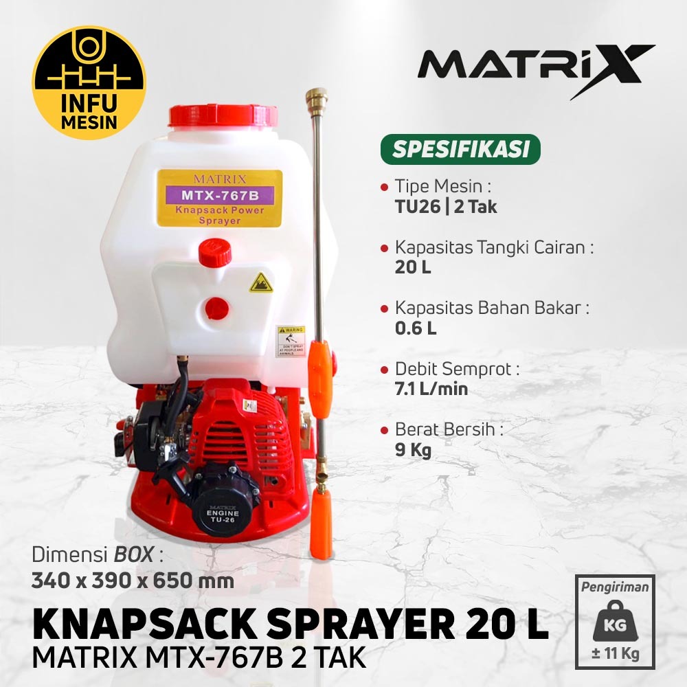 Knapsack Sprayer Matrix MTX 767B 20L Mesin 2 Tak