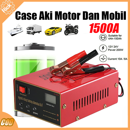 1500A Charger Aki Motor Mobil Otomatis Accu Kering Dan Basah Battery Charger Auto Charger Aki Accu K