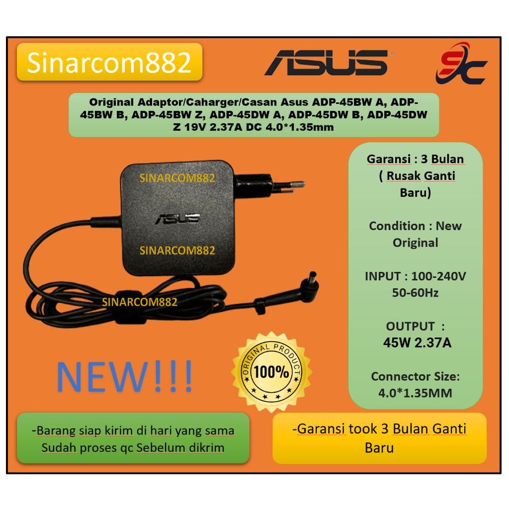 Original Adaptor/Caharger/Casan Asus ADP-45BW A, ADP-45BW B, ADP-45BW Z, ADP-45DW A, ADP-45DW B, ADP