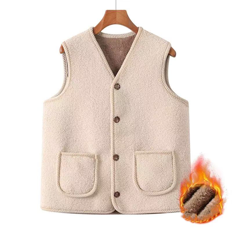 Rompi wanita pakaian luar musim dingin berlapis bulu tebal bergaya dan awet muda