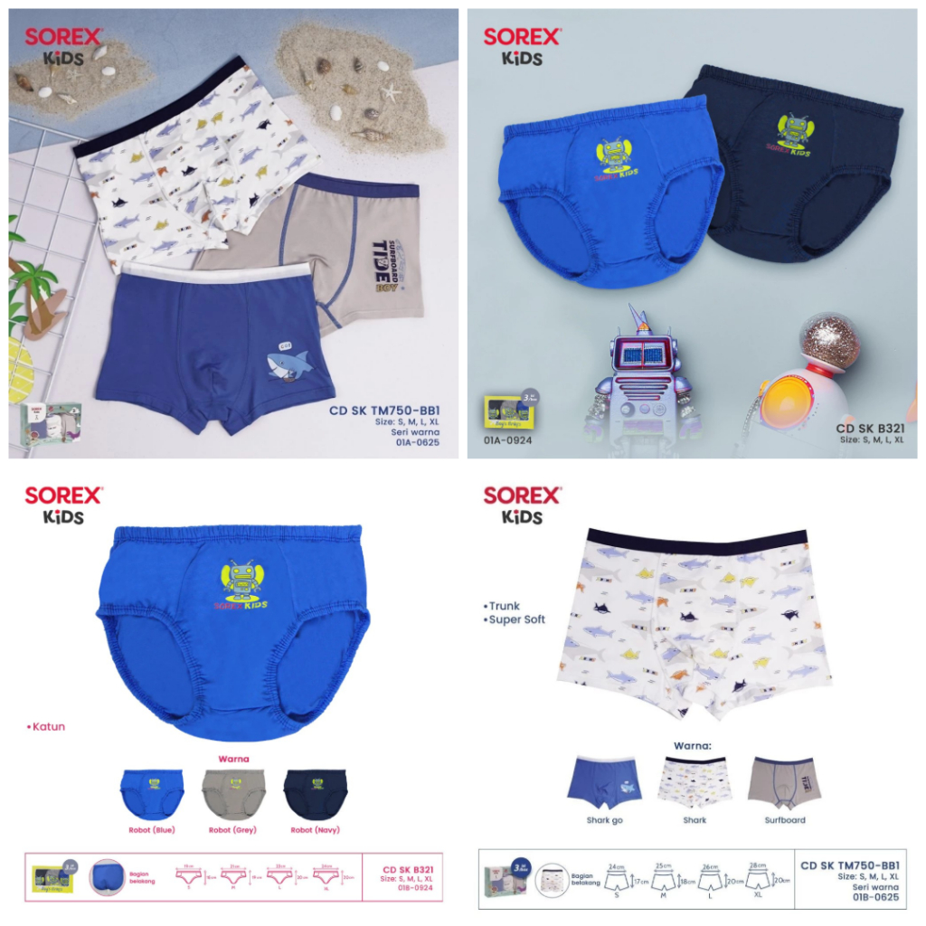 Celana Dalam Anak Laki-laki - Sorex Kids Briefs - Sorex Kids Boxers 3pcs