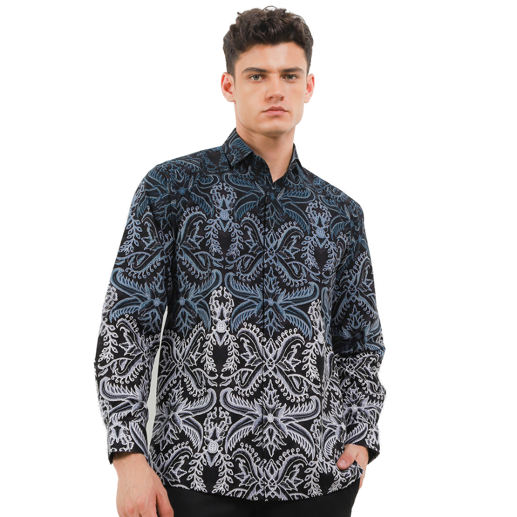 Batik Samsara Kemeja Formal Lengan Panjang Tibra - Biru Tosca