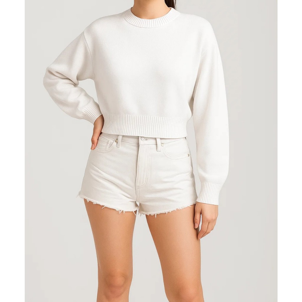 Atasan Wanita Lengan Panjang Longsleeve Sweater Korea Fashion Knitwear Motif Polos Plain Knit Rajut 