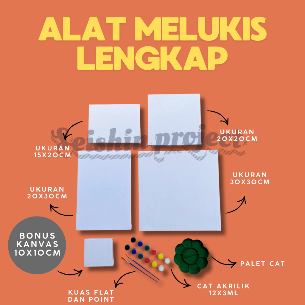 Paket hemat melukis / alat lukis lengkap / alat melukis / paket mewarnai / kanvas lukis