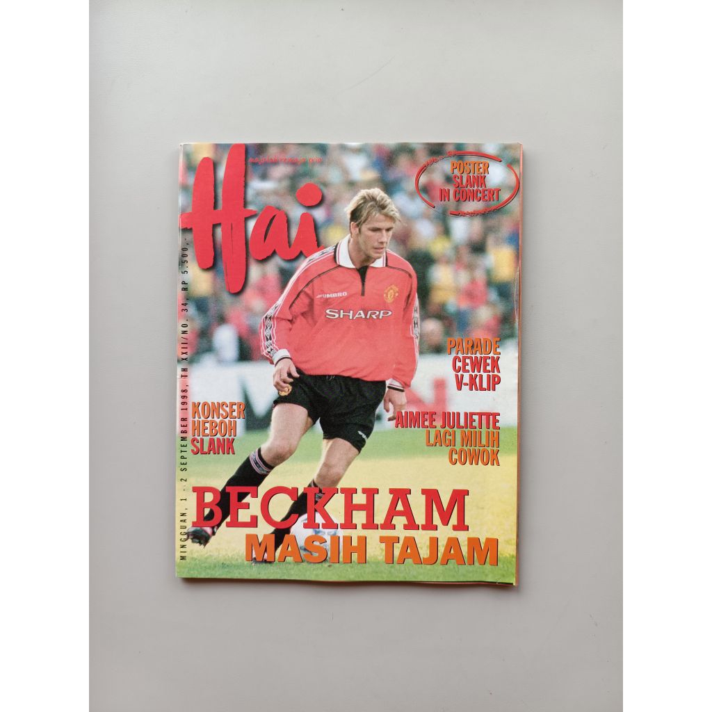 MAJALAH HAI NO 34/ 1-2 SEPT 1998 COVER BECKHAM POSTER SLANK