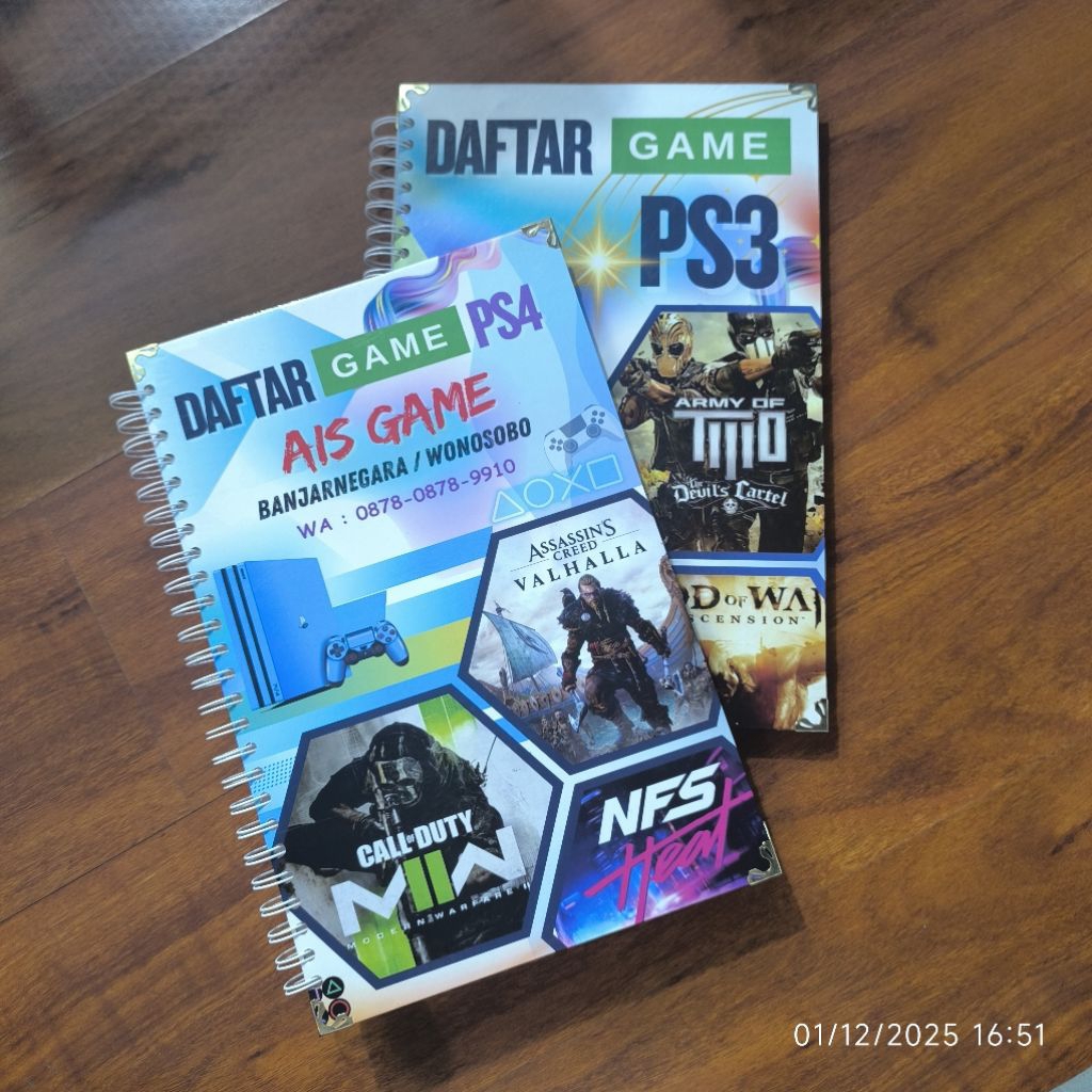 Katalog Game PS3 PS4 Hardcover List Game Lengkap 69 Halaman Bisa Custom Nama Toko Pre Order
