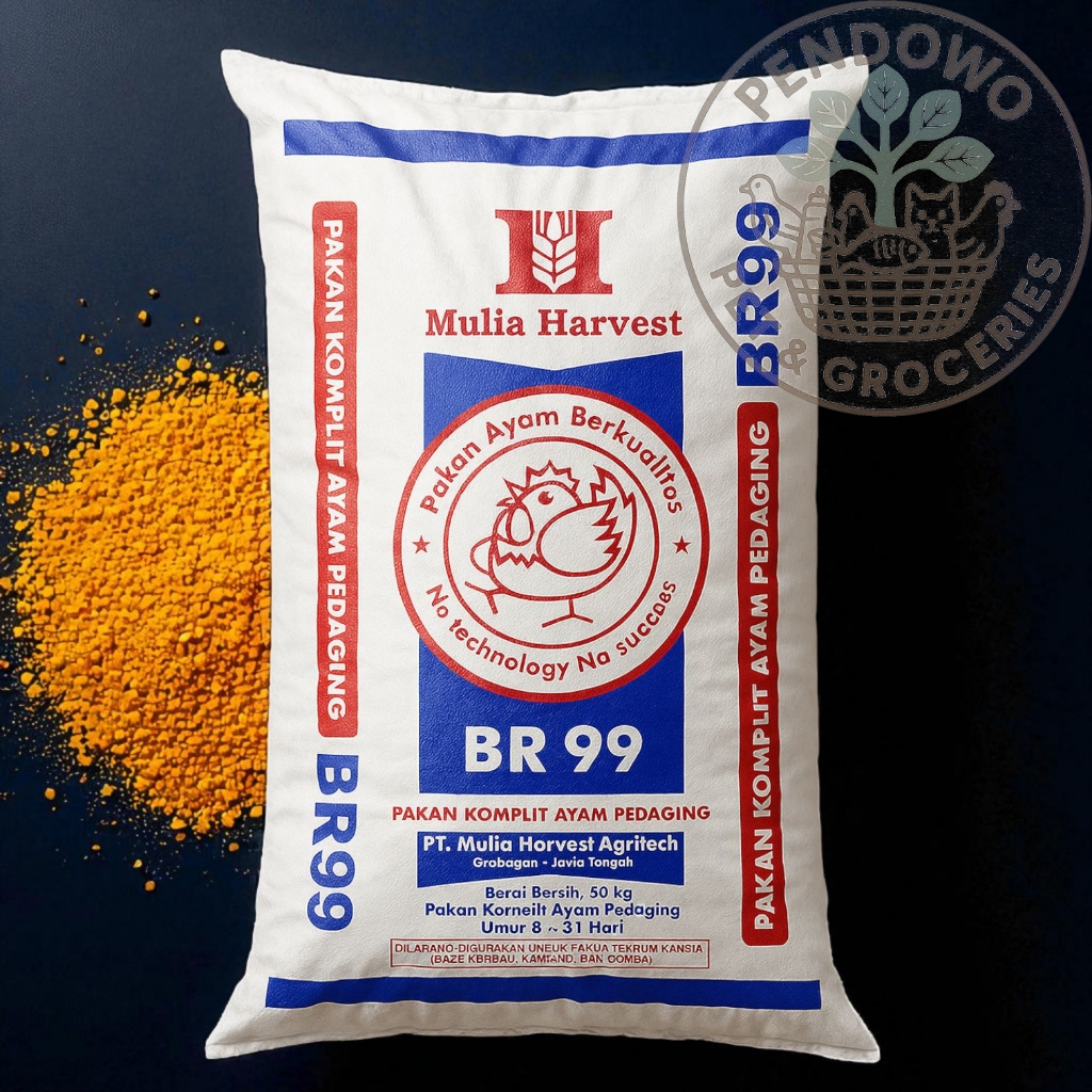 MULIA HARVEST BR99, Pakan  Ayam Komplit Broiler Pedaging, 50 Kilogram