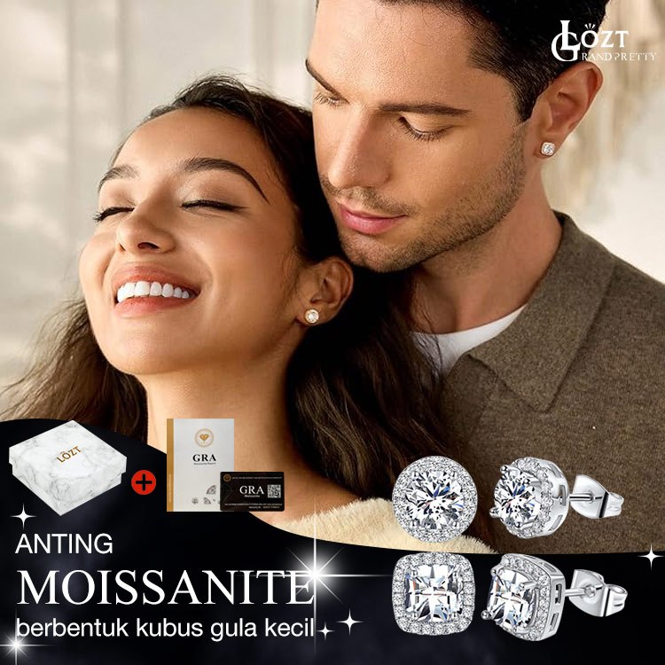 [HOT] Anting Moissanite Simple Stud Earrings Perhiasan Moissanite Sertifikat GRA Original Lapis Emas