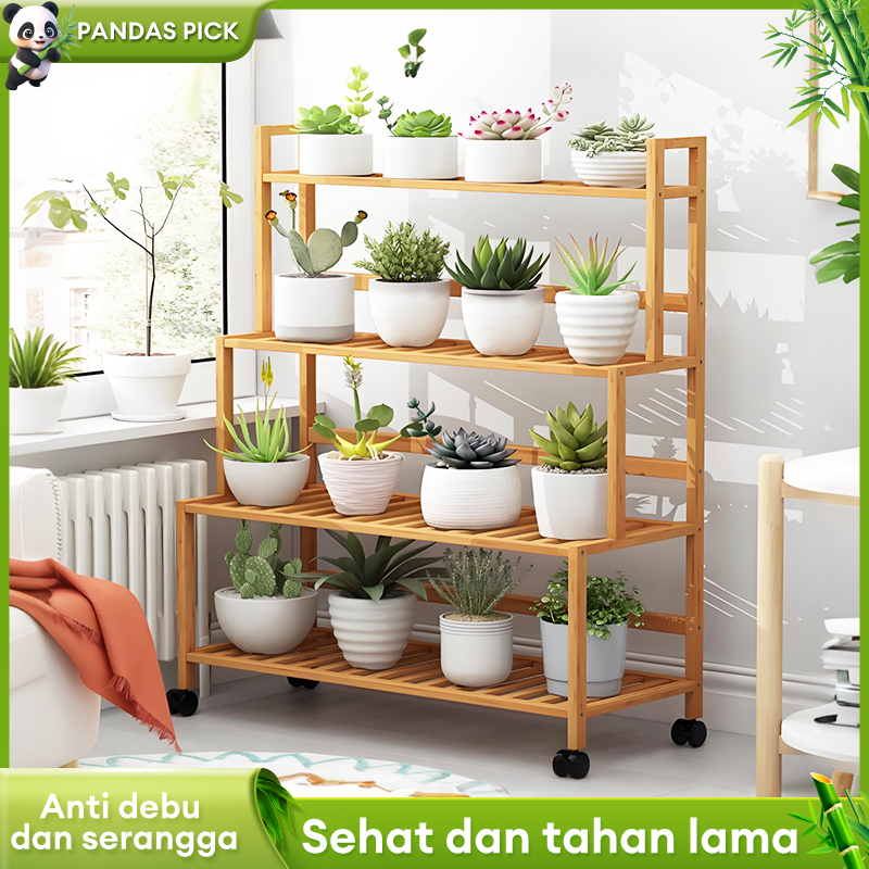 Stand Bunga Bambu Berlapis/Stand Bunga Sederhana/Stand Tanaman Mini/Rak Penyimpanan Serbaguna