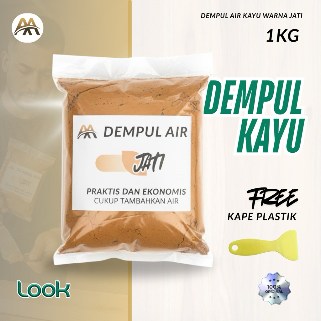 Dempul Air Kayu Jati 1 Kg AA Water Based / Dempul Instan Mudah Di Pakai (Pemakaian Dengan Air)