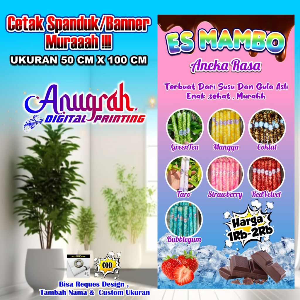 Spanduk Banner Es Mambo Viral Ukuran 50 cm x 100 cm