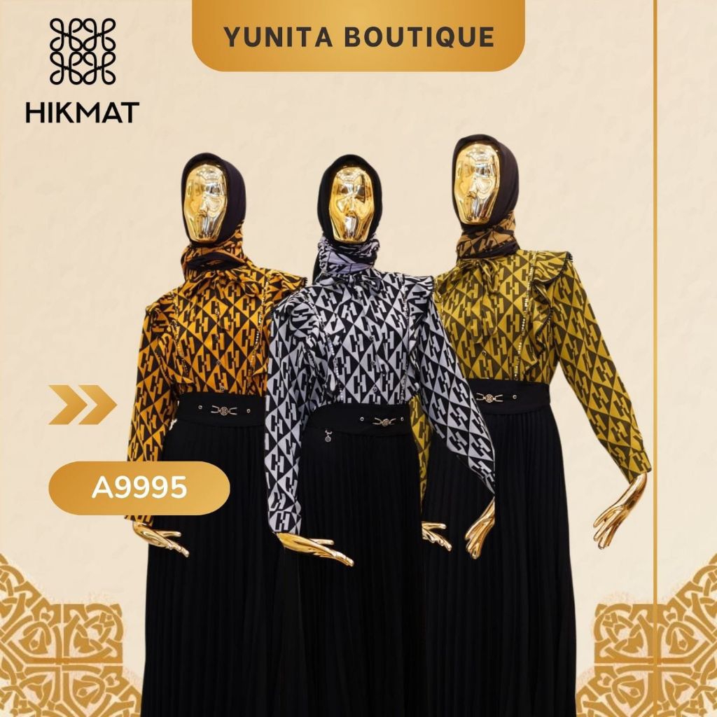 Abaya Hikmat Fashion A9995 Original scarf hitam polos warna grey, yellow dan orange