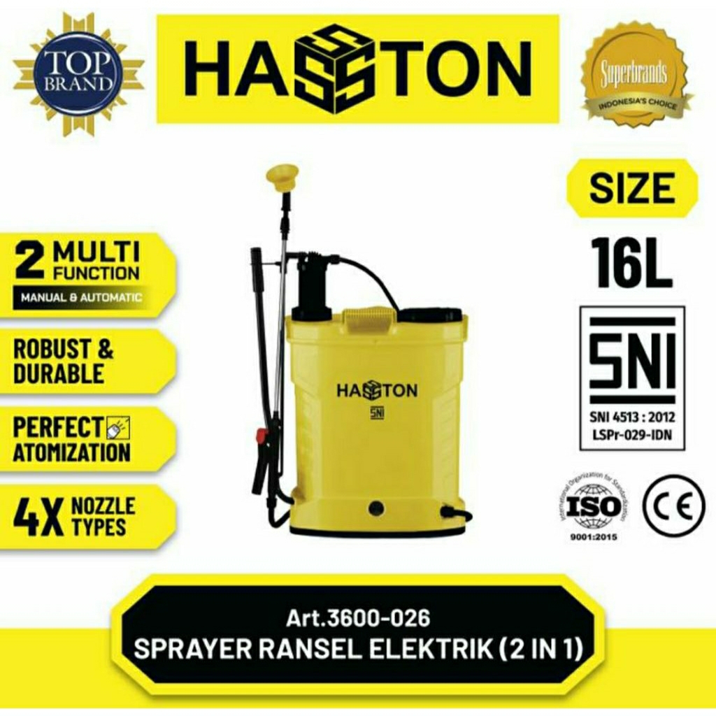 SPRAYER 2IN1 HASSTON MANUAL ELEKTRIK (3600-026) / ALAT SEMPROTAN HAMA TANAMAN MODEL RANSEL / KNAPSAC