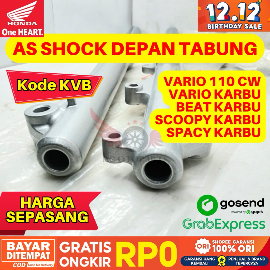KVB AS SHOCK DEPAN TABUNG SEPASANG KIRI KANAN BEAT KARBU ORIGINAL AHM HONDA, SHOCK DEPAN TABUNG SCOO