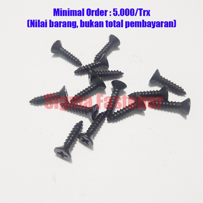 Sekrup FH+ Hitam 6x5/8"