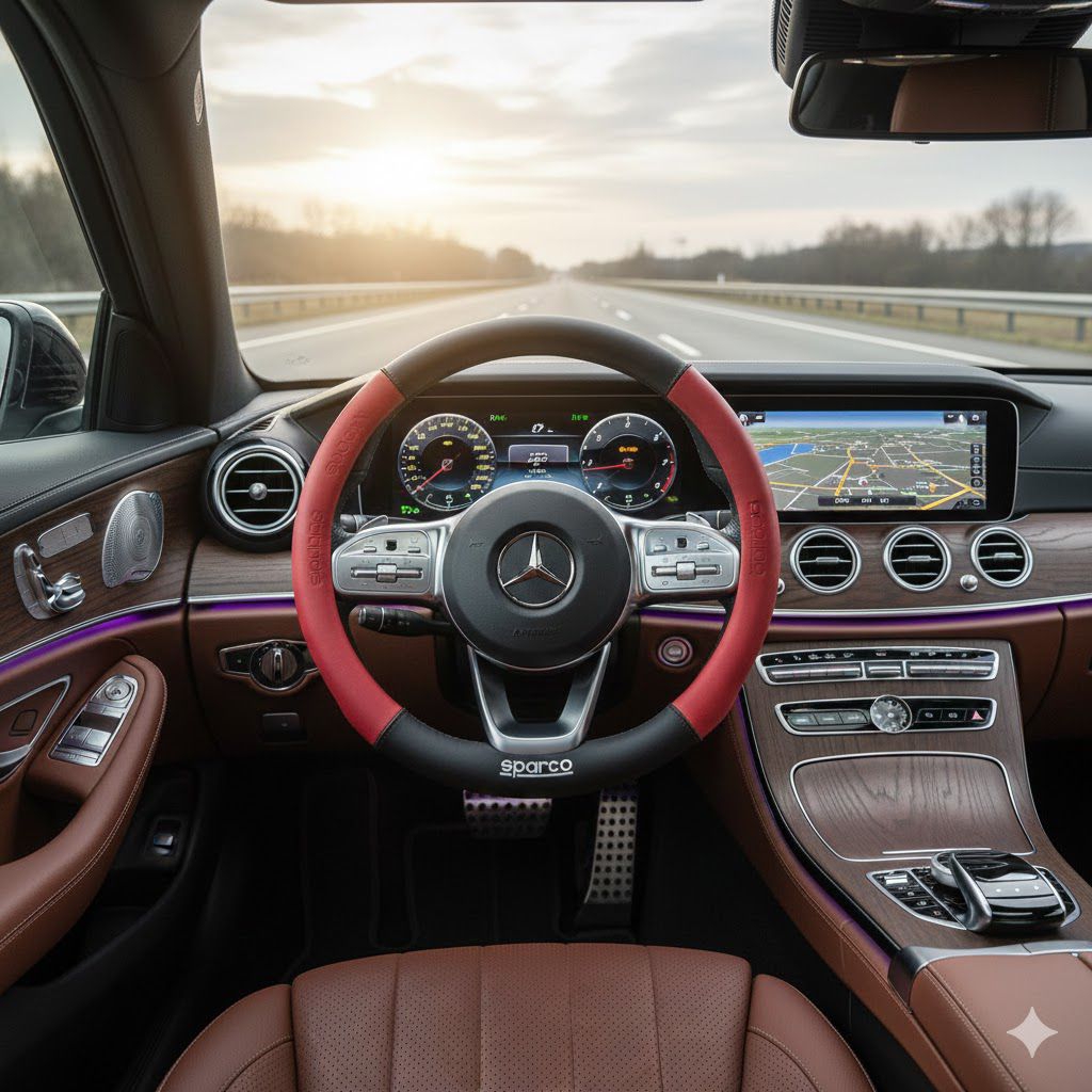 Sparco Cover Steering Wheel PVC Leather | Sarung stir Mobil - Hitam Merah