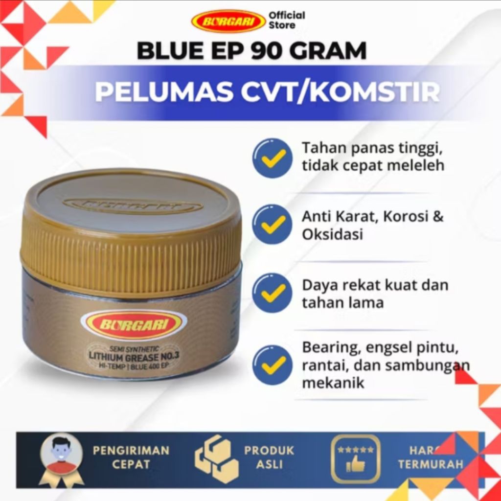Stempet tahan panas Burgari Lithium 90gr Gemuk CVT Burgari Gold Grease CVT