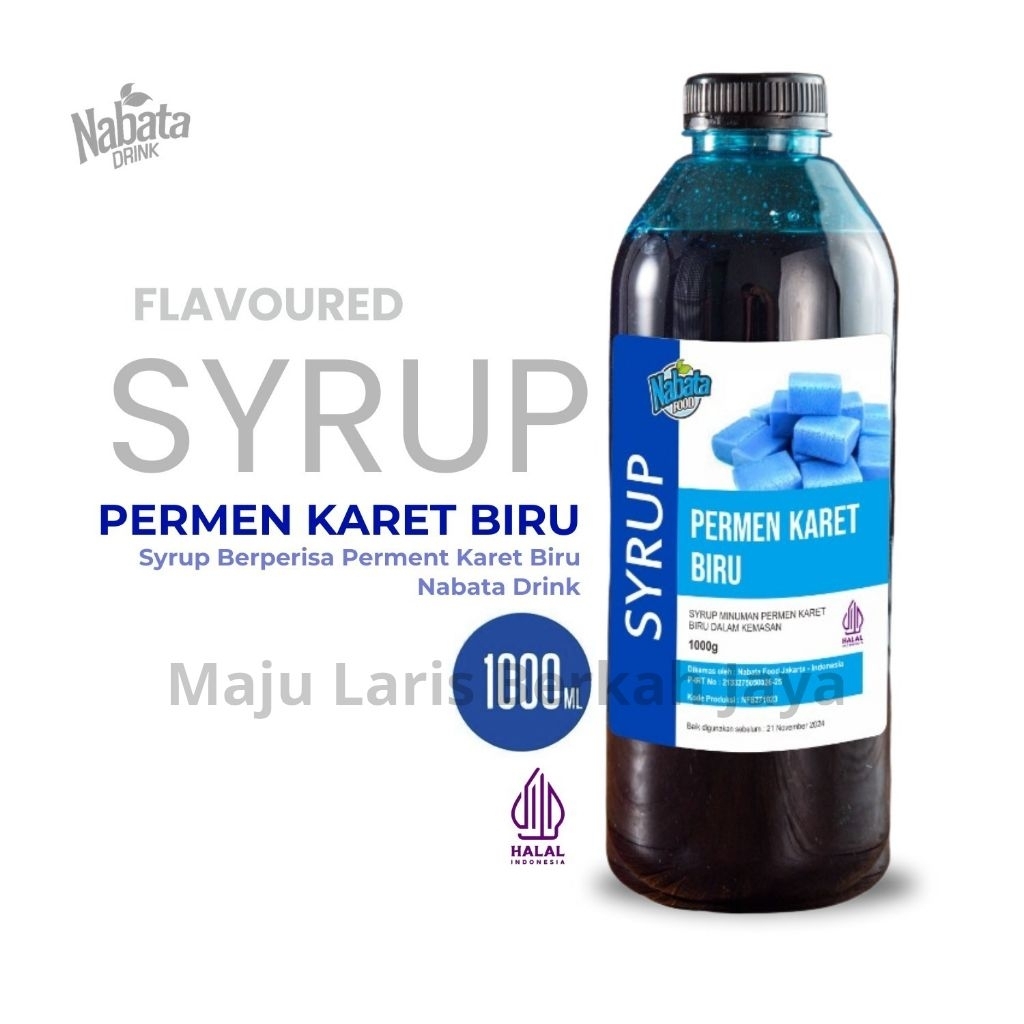 Sirup permen karet biru 1liter | syrup permen karet bubble gum premium 1000ml