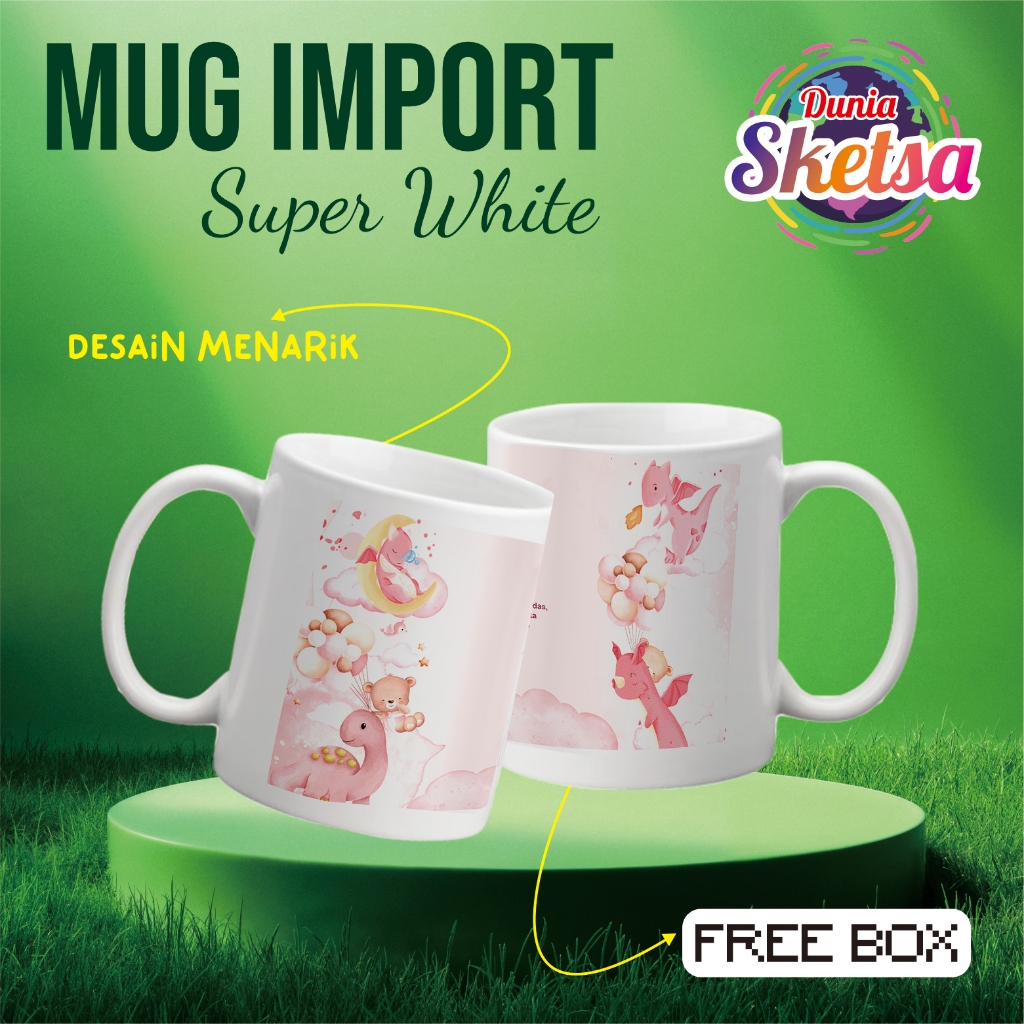 MUG TEMA AQIQAH  PINK BEBAS TAMBAH NAMA FOTO DLL