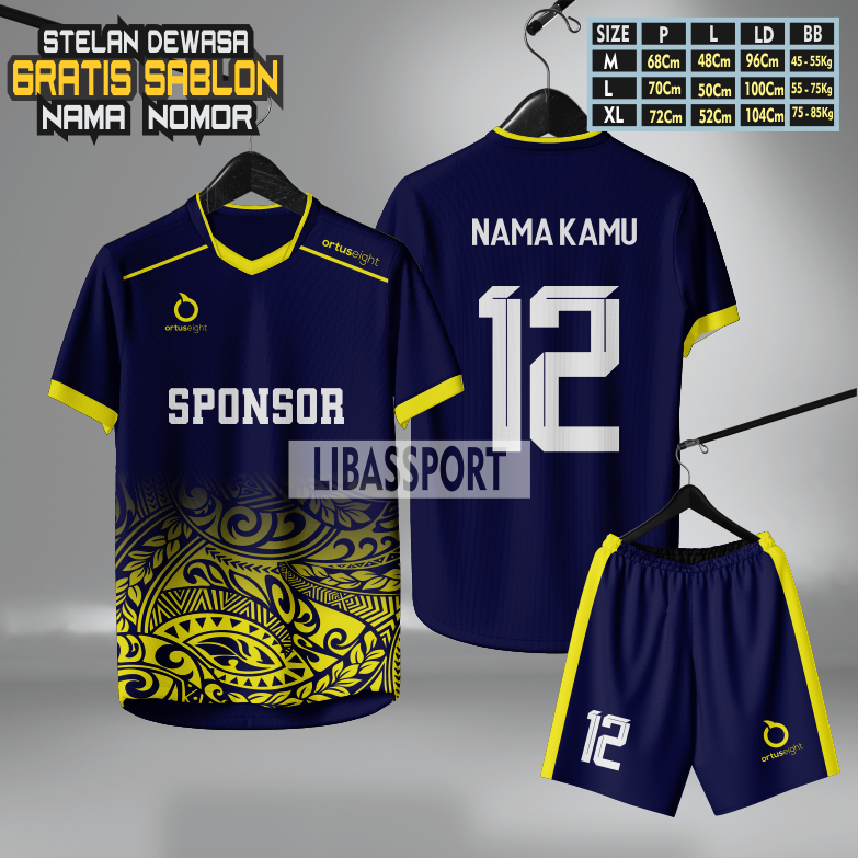 COD Gratis custom sablon nama nomor sponsor, stelan jersey futsal dan sepak bola ukuran dewasa