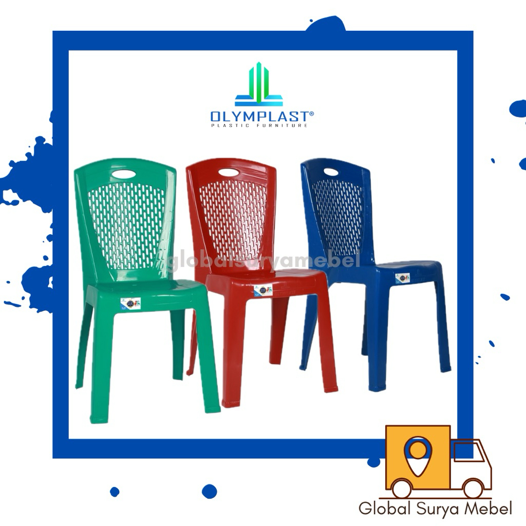 Olymplast Kursi Plastik OL 203 N / Kursi Santai / Bangku Teras Minimalis / Kursi Sandaran Motif Net