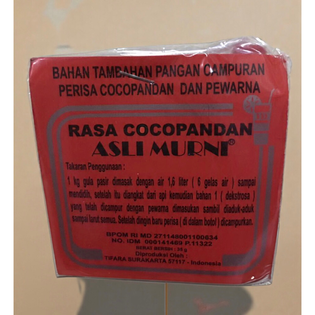 Bahan SIRUP MURNI ASLI SOLO coco pandan 35gr