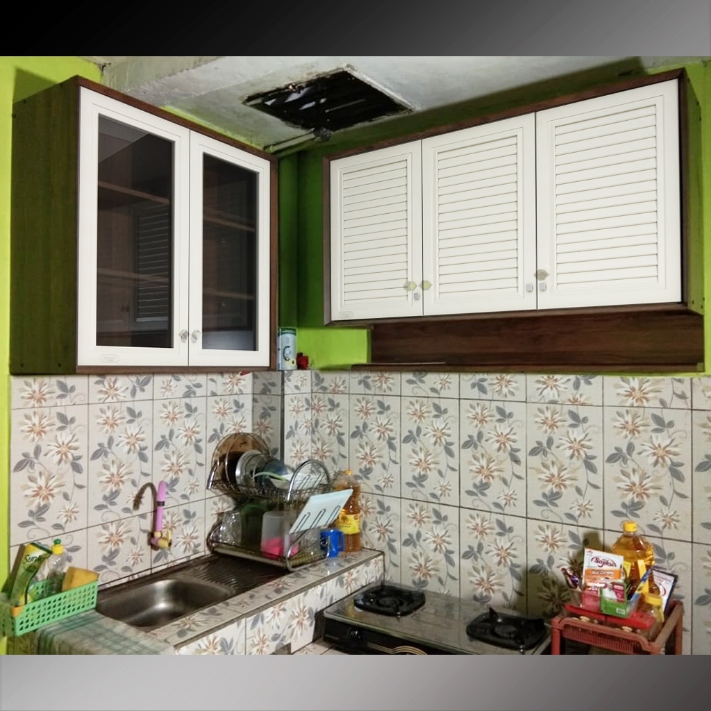 Rak Dapur / Lemari Gantung / Rak gantung / Kitchen Set (2 Pintu Kaca & 3 Pintu Rak Bumbu)