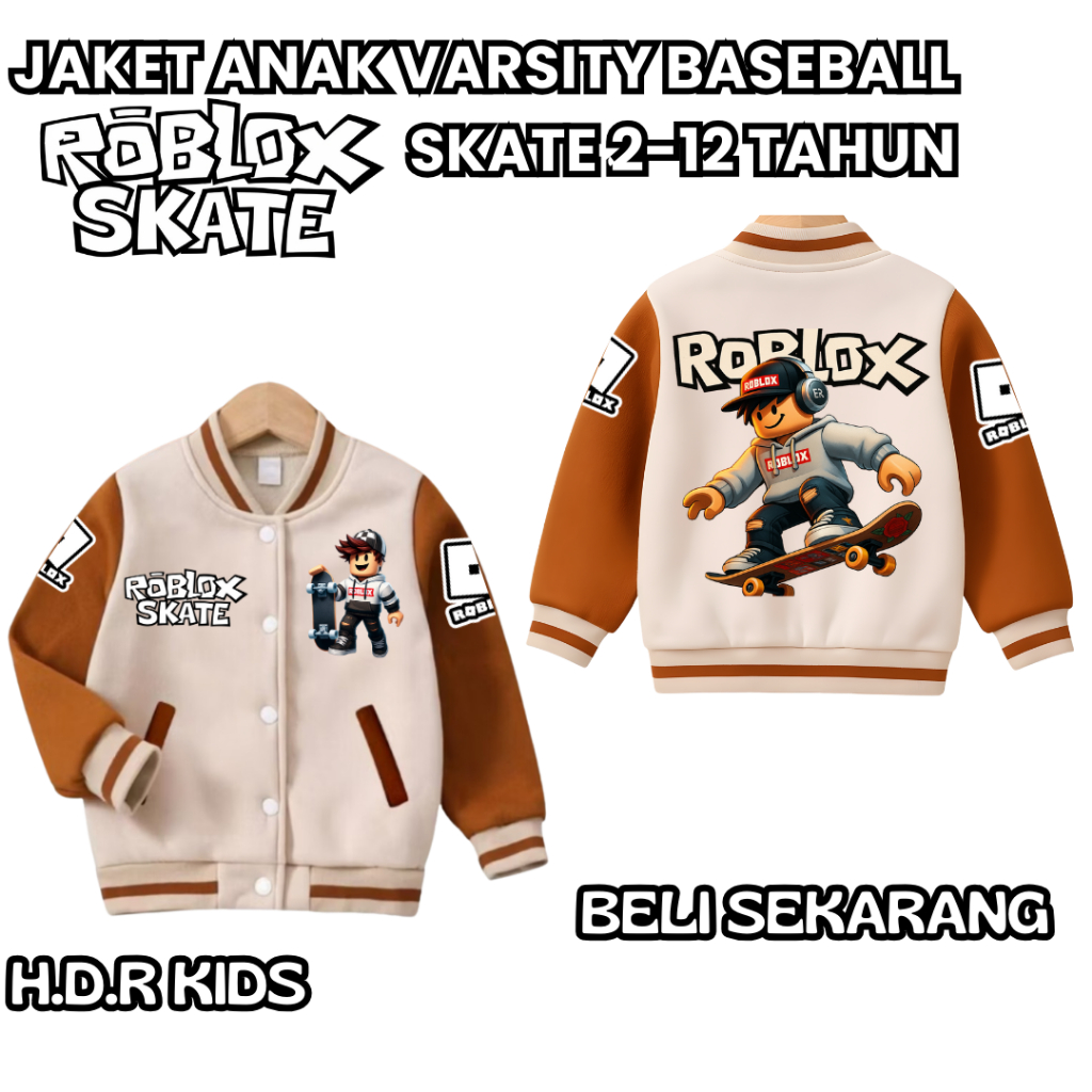 JAKET ANAK LAKI LAKI VARSITY BASEBALL ROBLOK USIA 2-12 TAHUN | JAKET ROBLOX ANAK TERBARU