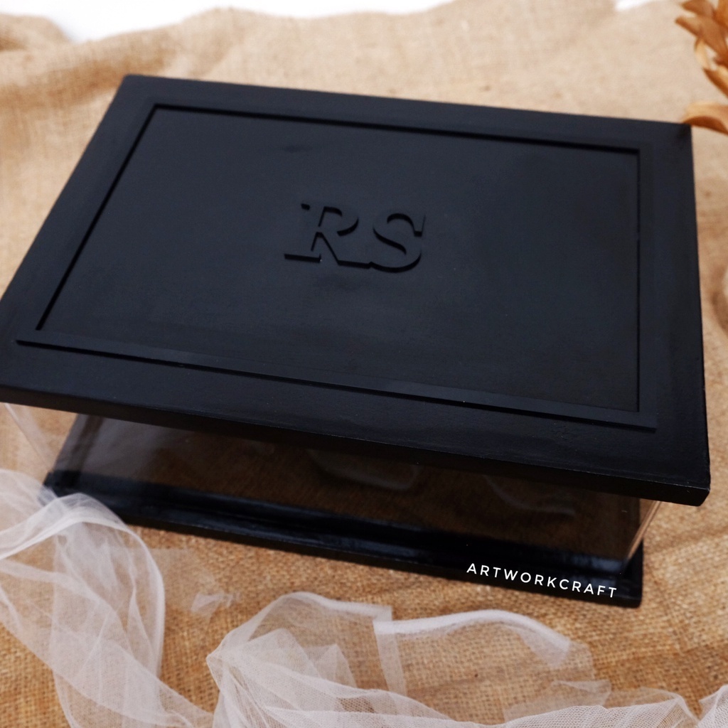 Kotak Box Kayu ACRYLIC L / Box Bridesmaid Groomsman / Box Hampers Kayu Manyue Tingjing Sangjit ACRYL