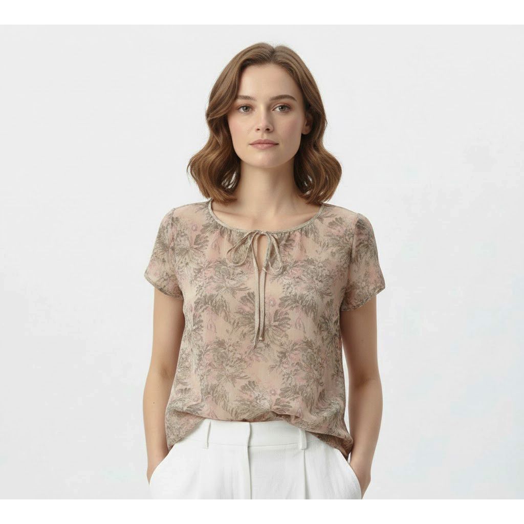 Blouse wanita floral tie neck SIFON